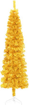 vidaXL - Kunstkerstboom - half - met - standaard - smal - 240 - cm - goudkleurig