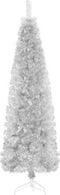 vidaXL - Kunstkerstboom - half - met - standaard - smal - 240 - cm - zilverkleurig