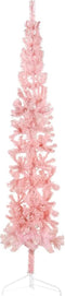 vidaXL - Kunstkerstboom - half - met - standaard - smal - 240 - cm - roze