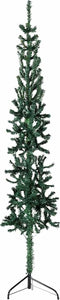 vidaXL - Kunstkerstboom - half - met - standaard - smal - 240 - cm - groen
