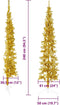 vidaXL - Kunstkerstboom - half - met - standaard - smal - 240 - cm - goudkleurig