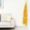 vidaXL - Kunstkerstboom - half - met - standaard - smal - 240 - cm - goudkleurig