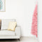 vidaXL - Kunstkerstboom - half - met - standaard - smal - 240 - cm - roze
