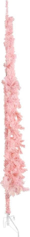 vidaXL - Kunstkerstboom - half - met - standaard - smal - 240 - cm - roze