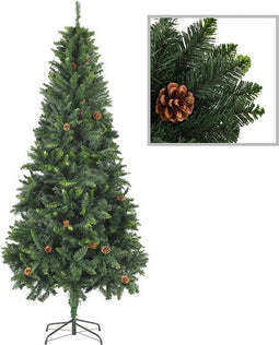 vidaXL - Kunstkerstboom - met - dennenappels - 210 - cm - groen