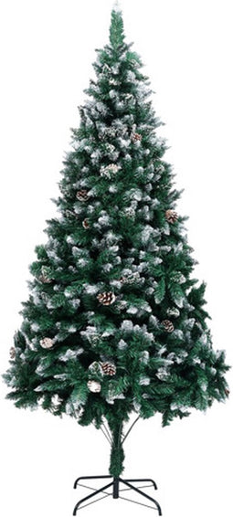 vidaXL - Kunstkerstboom - met - dennenappels - en - witte - sneeuw - 240 - cm