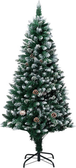 vidaXL - Kunstkerstboom - met - dennenappels - en - witte - sneeuw - 150 - cm