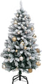 vidaXL - Kunstkerstboom - met - scharnieren - 150 - LED - en - kerstballen - 120 - cm