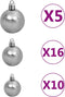vidaXL - Kunstkerstboom - met - scharnieren - 300 - LED's - en - kerstballen - 210 - cm