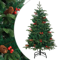 vidaXL - Kunstkerstboom - met - scharnieren - dennenappels - en - bessen - 150 - cm