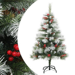 vidaXL - Kunstkerstboom - met - scharnieren - dennenappels - en - bessen - 120 - cm