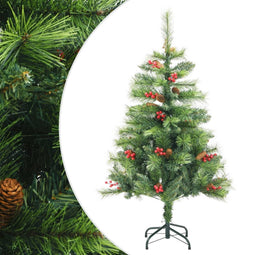 vidaXL - Kunstkerstboom - met - scharnieren - dennenappels - en - bessen - 150 - cm