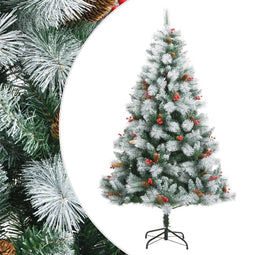 vidaXL - Kunstkerstboom - met - scharnieren - dennenappels - en - bessen - 240 - cm