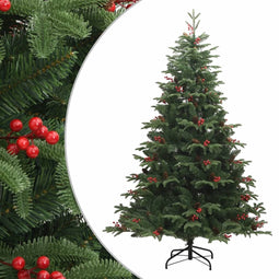 vidaXL - Kunstkerstboom - met - scharnieren - dennenappels - en - bessen - 240 - cm