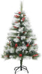 vidaXL - Kunstkerstboom - met - scharnieren - dennenappels - en - bessen - 120 - cm