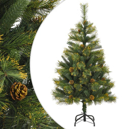 vidaXL - Kunstkerstboom - met - scharnieren - en - dennenappels - 120 - cm