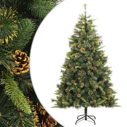 vidaXL - Kunstkerstboom - met - scharnieren - en - dennenappels - 240 - cm