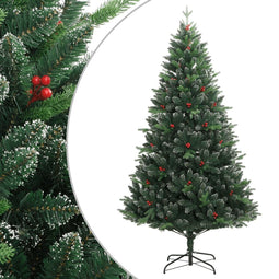 vidaXL - Kunstkerstboom - met - scharnieren - en - rode - bessen - 180 - cm