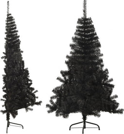 vidaXL - Kunstkerstboom - met - standaard - half - 120 - cm - PVC - zwart