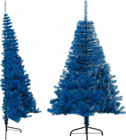 vidaXL - Kunstkerstboom - met - standaard - half - 120 - cm - PVC - blauw