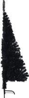 vidaXL - Kunstkerstboom - met - standaard - half - 150 - cm - PVC - zwart