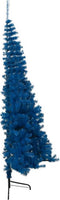 vidaXL - Kunstkerstboom - met - standaard - half - 150 - cm - PVC - blauw