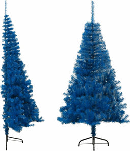 vidaXL - Kunstkerstboom - met - standaard - half - 180 - cm - PVC - blauw