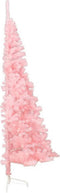 vidaXL - Kunstkerstboom - met - standaard - half - 180 - cm - PVC - roze