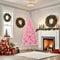 vidaXL - Kunstkerstboom - met - standaard - half - 180 - cm - PVC - roze
