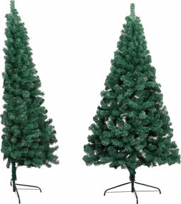 vidaXL - Kunstkerstboom - met - standaard - half - 210 - cm - PVC - groen