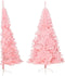 vidaXL - Kunstkerstboom - met - standaard - half - 210 - cm - PVC - roze