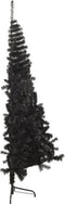 vidaXL - Kunstkerstboom - met - standaard - half - 210 - cm - PVC - zwart