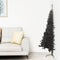 vidaXL - Kunstkerstboom - met - standaard - half - 210 - cm - PVC - zwart