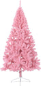 vidaXL - Kunstkerstboom - met - standaard - half - 210 - cm - PVC - roze