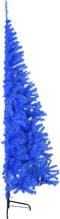 vidaXL - Kunstkerstboom - met - standaard - half - 210 - cm - PVC - blauw