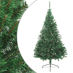 vidaXL - Kunstkerstboom - met - standaard - half - 240 - cm - PVC - groen