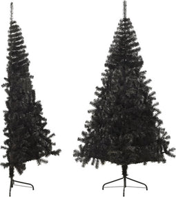 vidaXL - Kunstkerstboom - met - standaard - half - 240 - cm - PVC - zwart