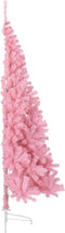 vidaXL - Kunstkerstboom - met - standaard - half - 240 - cm - PVC - roze