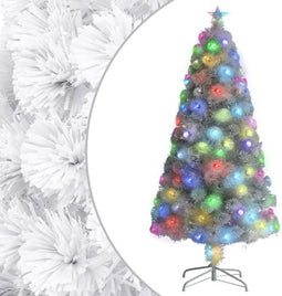 vidaXL - Kunstkerstboom - met - verlichting - 120 - cm - glasvezel - wit