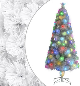 vidaXL - Kunstkerstboom - met - verlichting - 150 - cm - glasvezel - wit