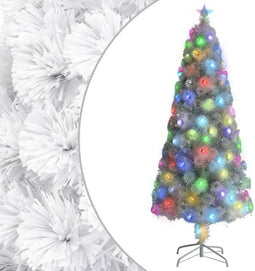 vidaXL - Kunstkerstboom - met - verlichting - 180 - cm - glasvezel - wit