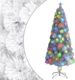 vidaXL - Kunstkerstboom - met - verlichting - 210 - cm - glasvezel - wit
