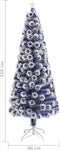 vidaXL - Kunstkerstboom - met - verlichting - 210 - cm - glasvezel - wit - en - blauw
