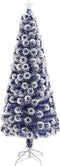 vidaXL - Kunstkerstboom - met - verlichting - 210 - cm - glasvezel - wit - en - blauw