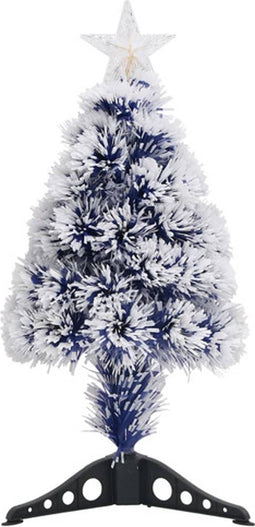 vidaXL - Kunstkerstboom - met - verlichting - 64 - cm - glasvezel - wit - en - blauw