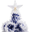 vidaXL - Kunstkerstboom - met - verlichting - 64 - cm - glasvezel - wit - en - blauw