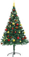 vidaXL - Kunstkerstboom - met - verlichting - en - kerstballen - 150 - cm - groen