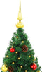 vidaXL - Kunstkerstboom - met - verlichting - en - kerstballen - 150 - cm - groen
