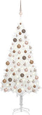 vidaXL - Kunstkerstboom - met - verlichting - en - kerstballen - 180 - cm - wit
