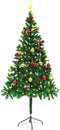 vidaXL - Kunstkerstboom - met - verlichting - en - kerstballen - 180 - cm - groen